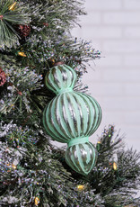 8" Green Baroque Glass Ornament