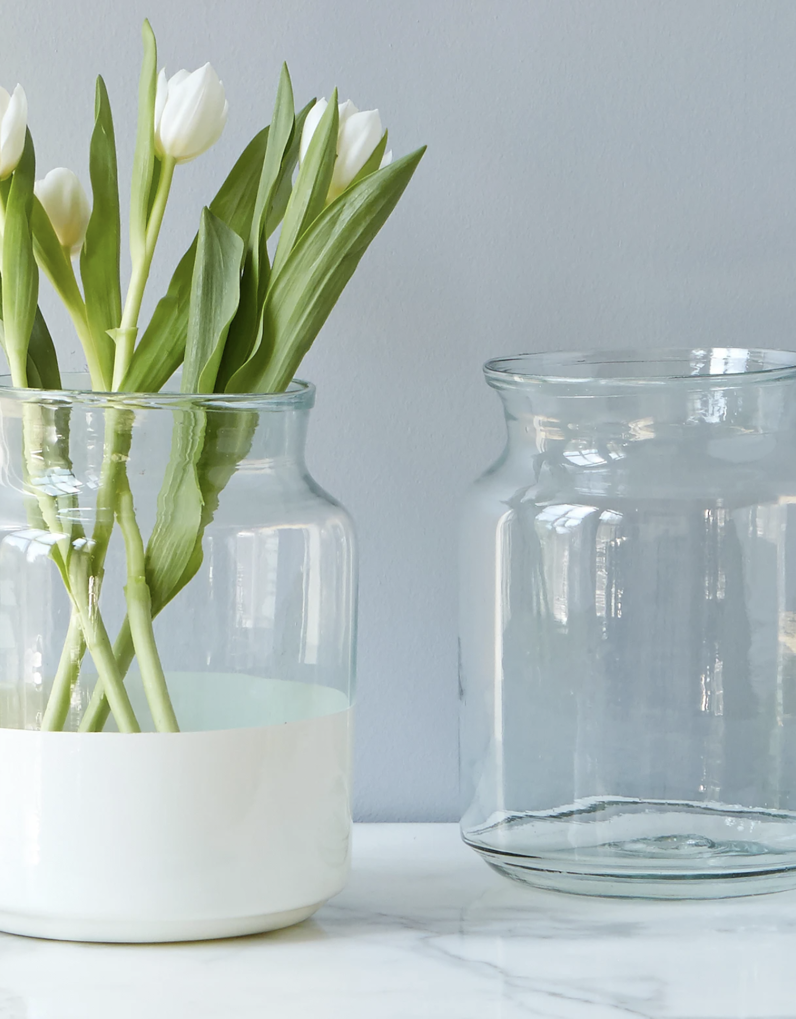 White Colourblock Mason Jar Vase, Small