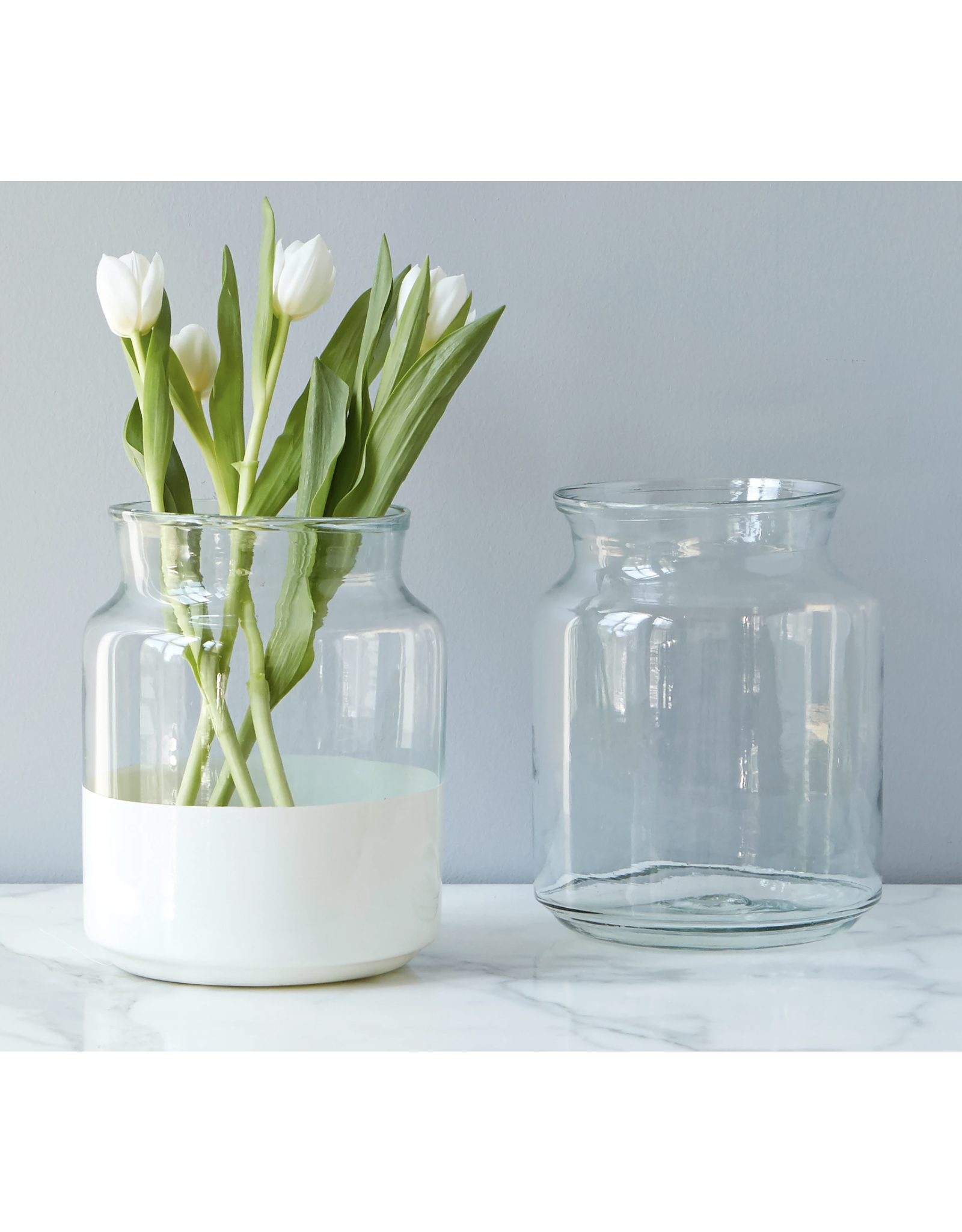 White Colourblock Mason Jar Vase, Small