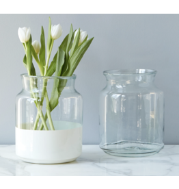 White Colourblock Mason Jar Vase, Small