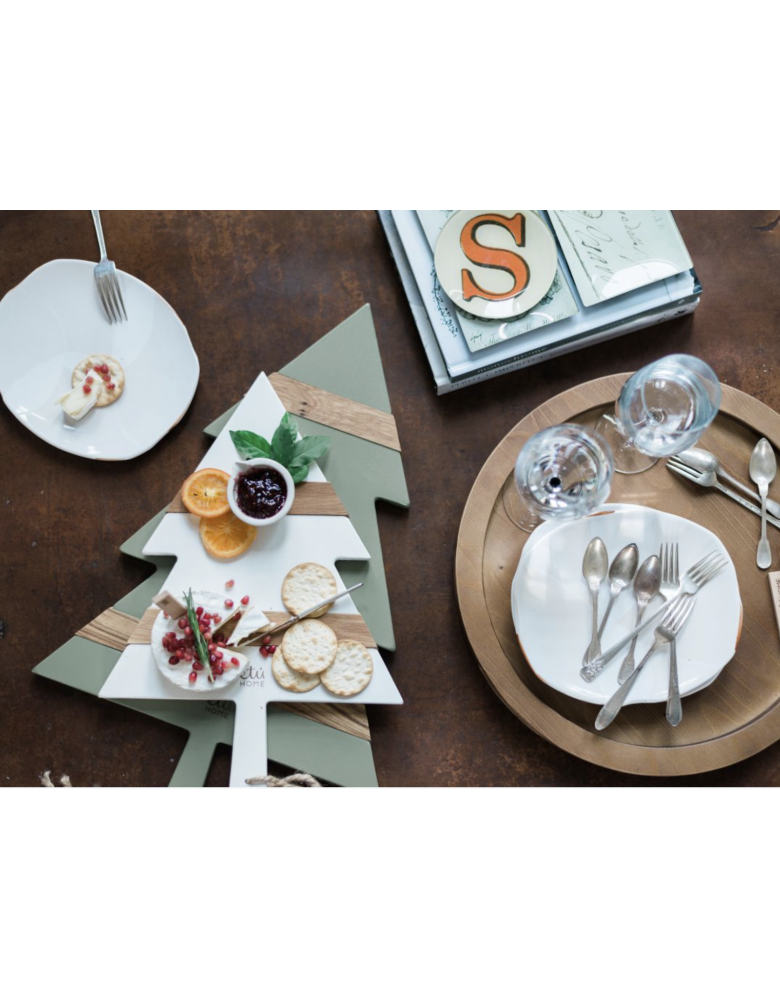 White Mod Tree Charcuterie Board, Small