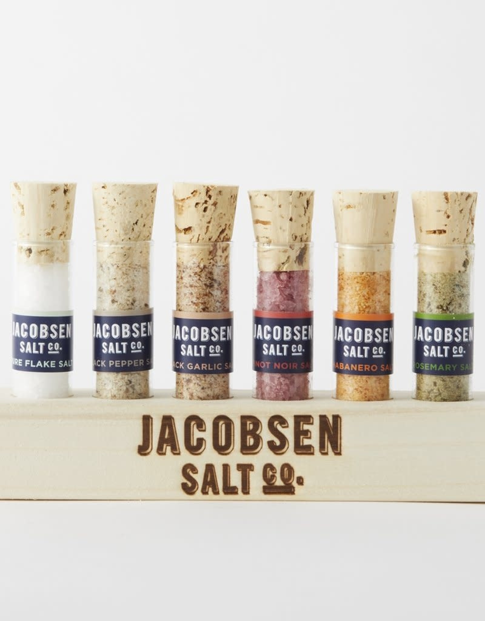 Six Vial set Infused Salt w/ Wooden Stand