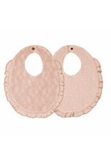 Organic Reversible Lace Ruffle Bib in Rosewater