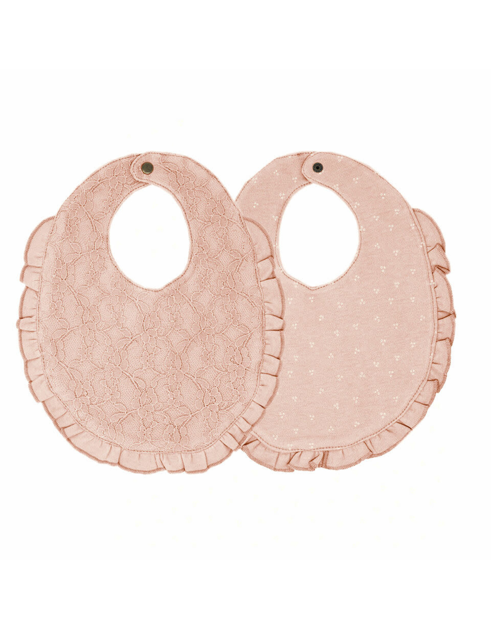 Organic Reversible Lace Ruffle Bib in Rosewater