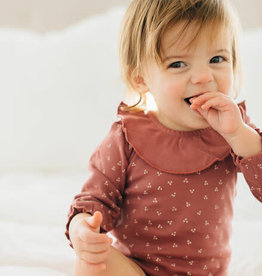 Organic Ruffle Bodysuit in Appleberry Dots