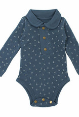 Organic Polo Bodysuit in Abyss Dots