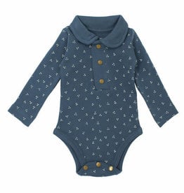 Organic Polo Bodysuit in Abyss Dots