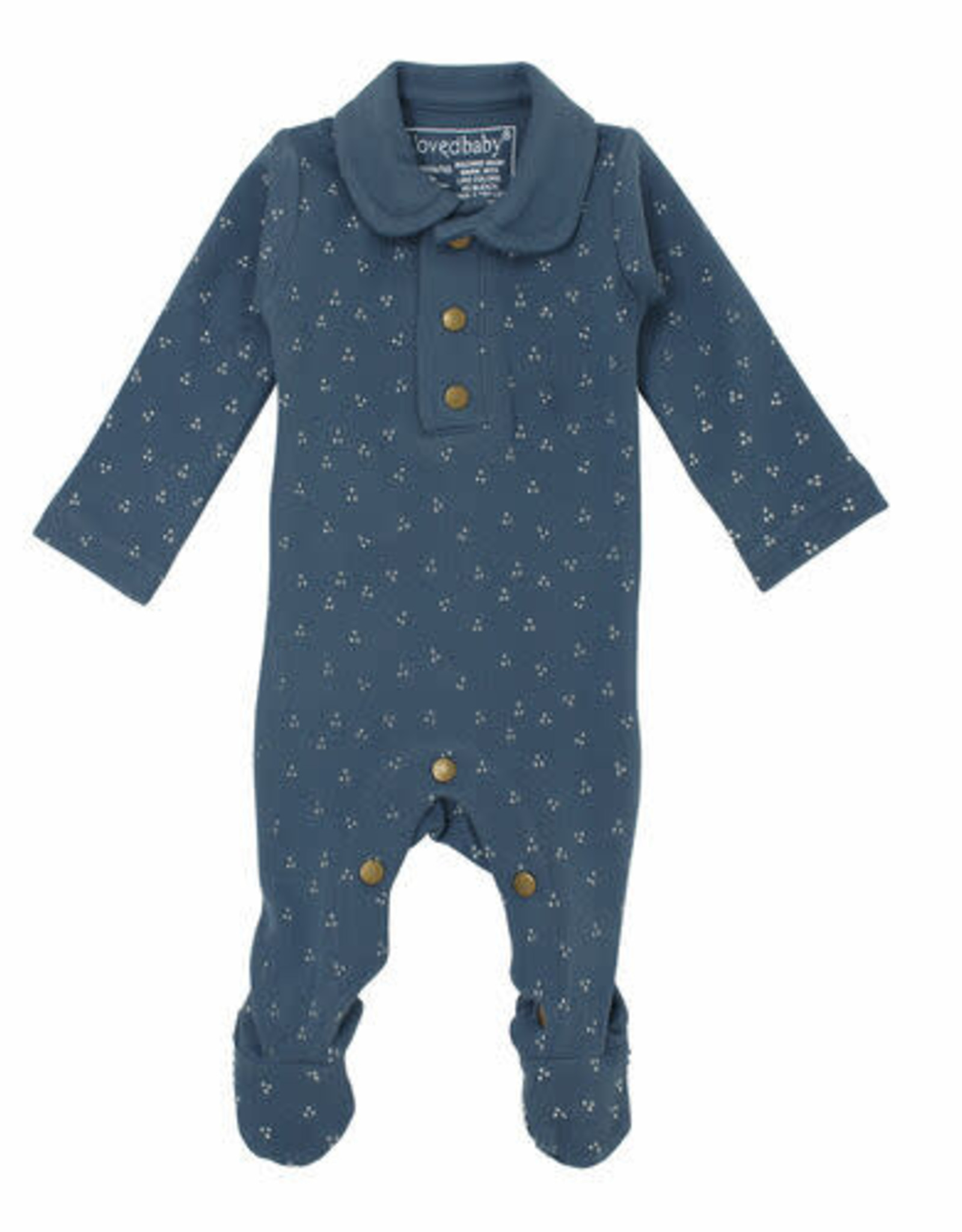 Organic Polo Baby Footie in Abyss Dots