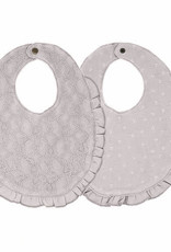 Organic Reversible Lace Ruffle Bib in Fog