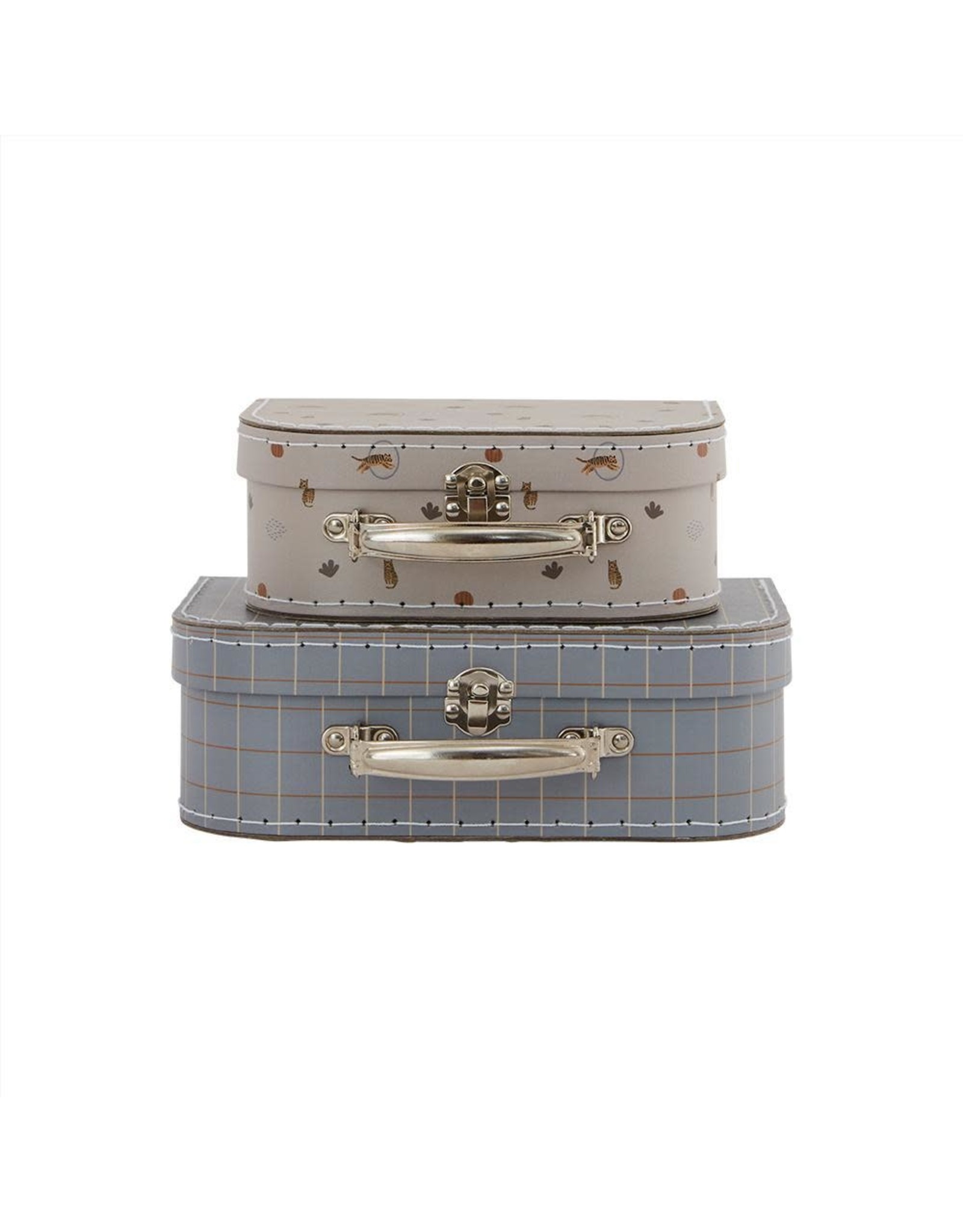 Mini Suitcase - Tiger & Grid, S/2