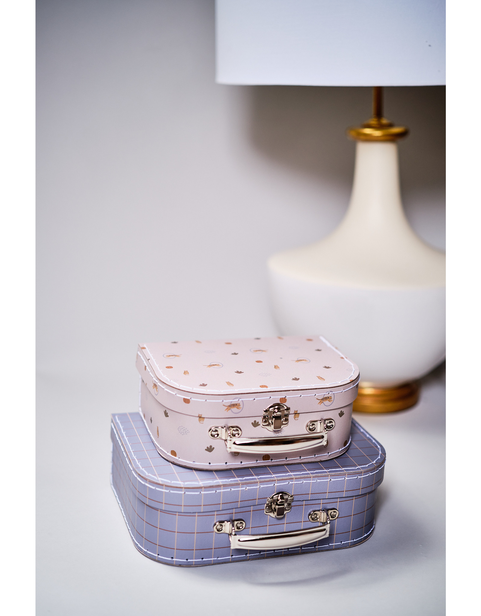 Mini Suitcase - Tiger & Grid, S/2