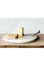 9" Round Marble Cheese/Cutting Board w/ Leather Tie, Grey & White