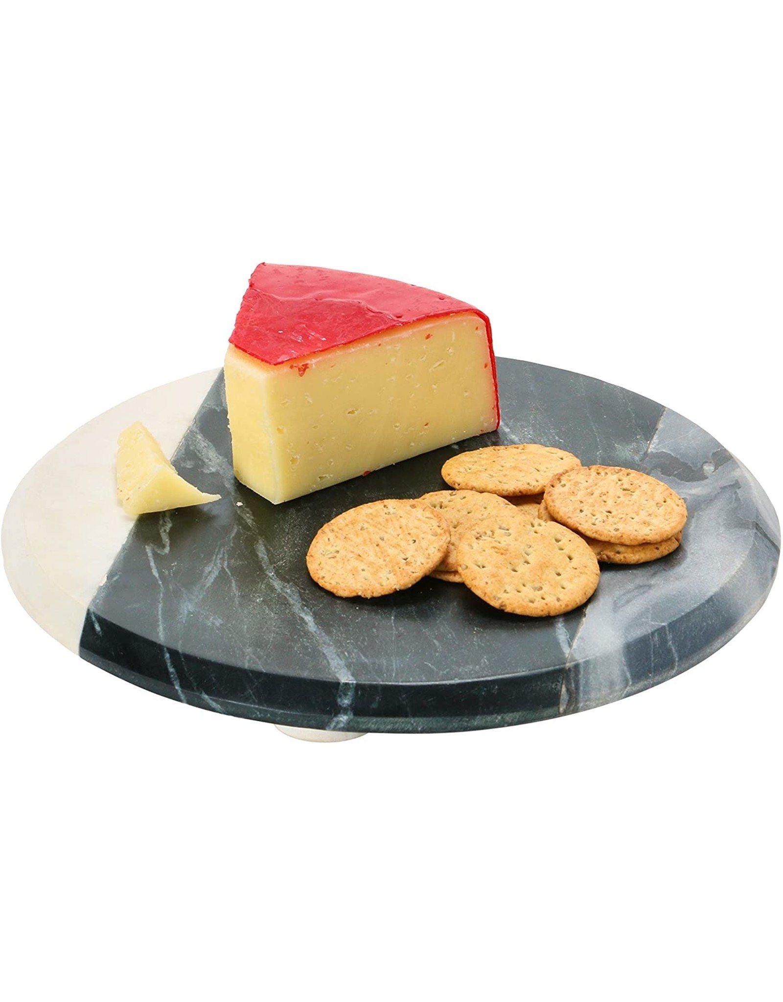 Round Marble Cheese/Cutting Board, Grey, Black & White