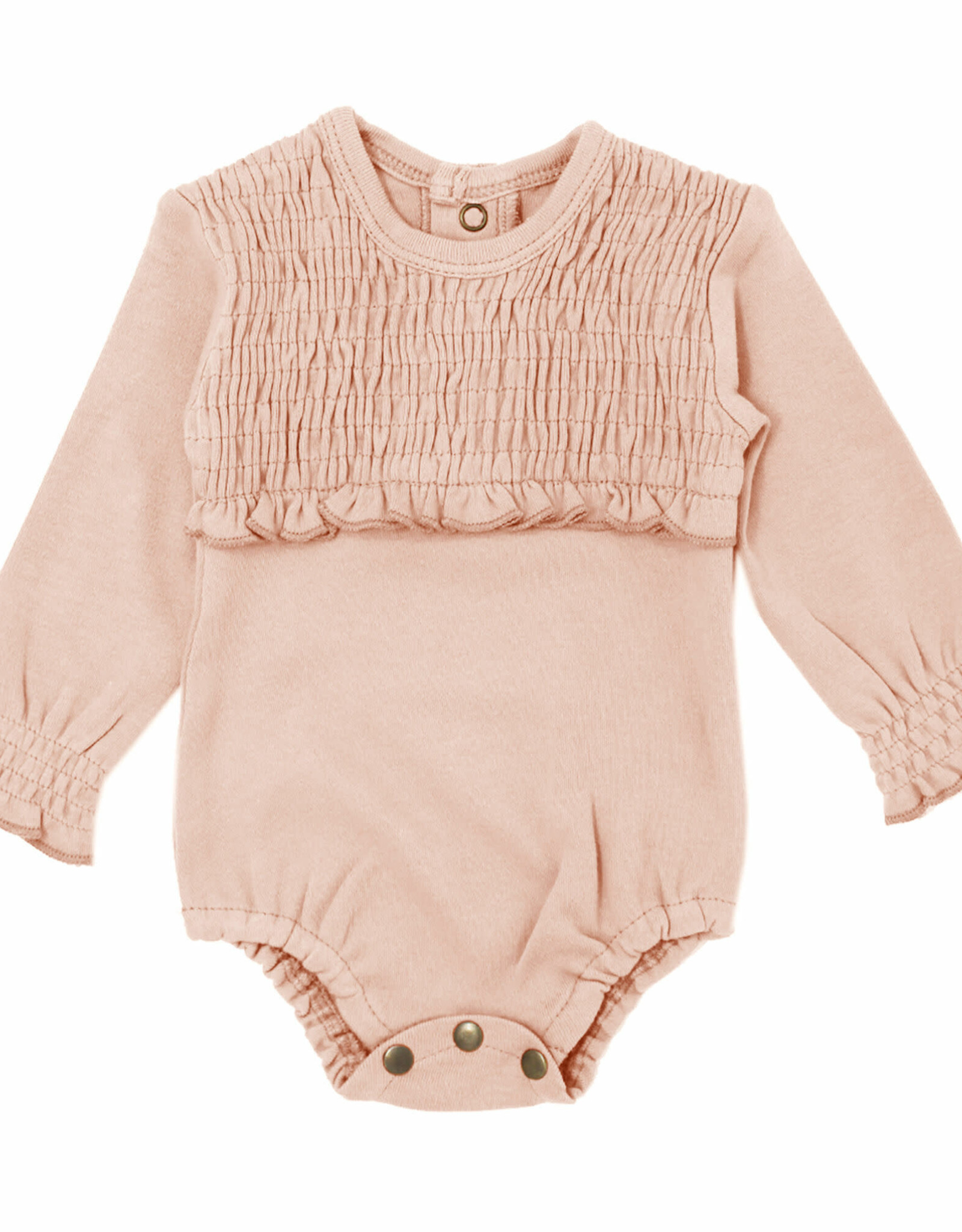 Organic Smocked Bodysuit in Rosewater