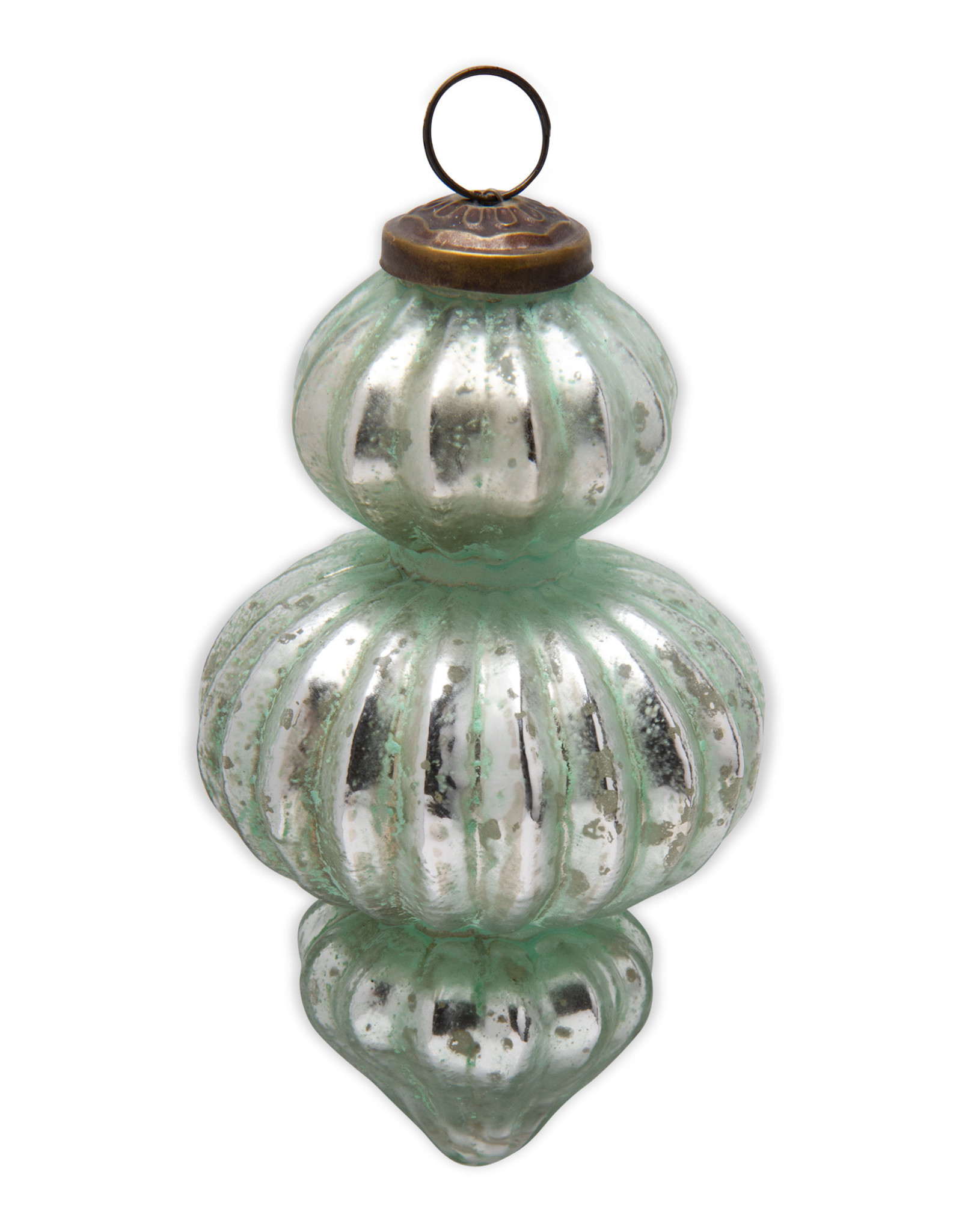 5" Green Baroque Glass Ornament