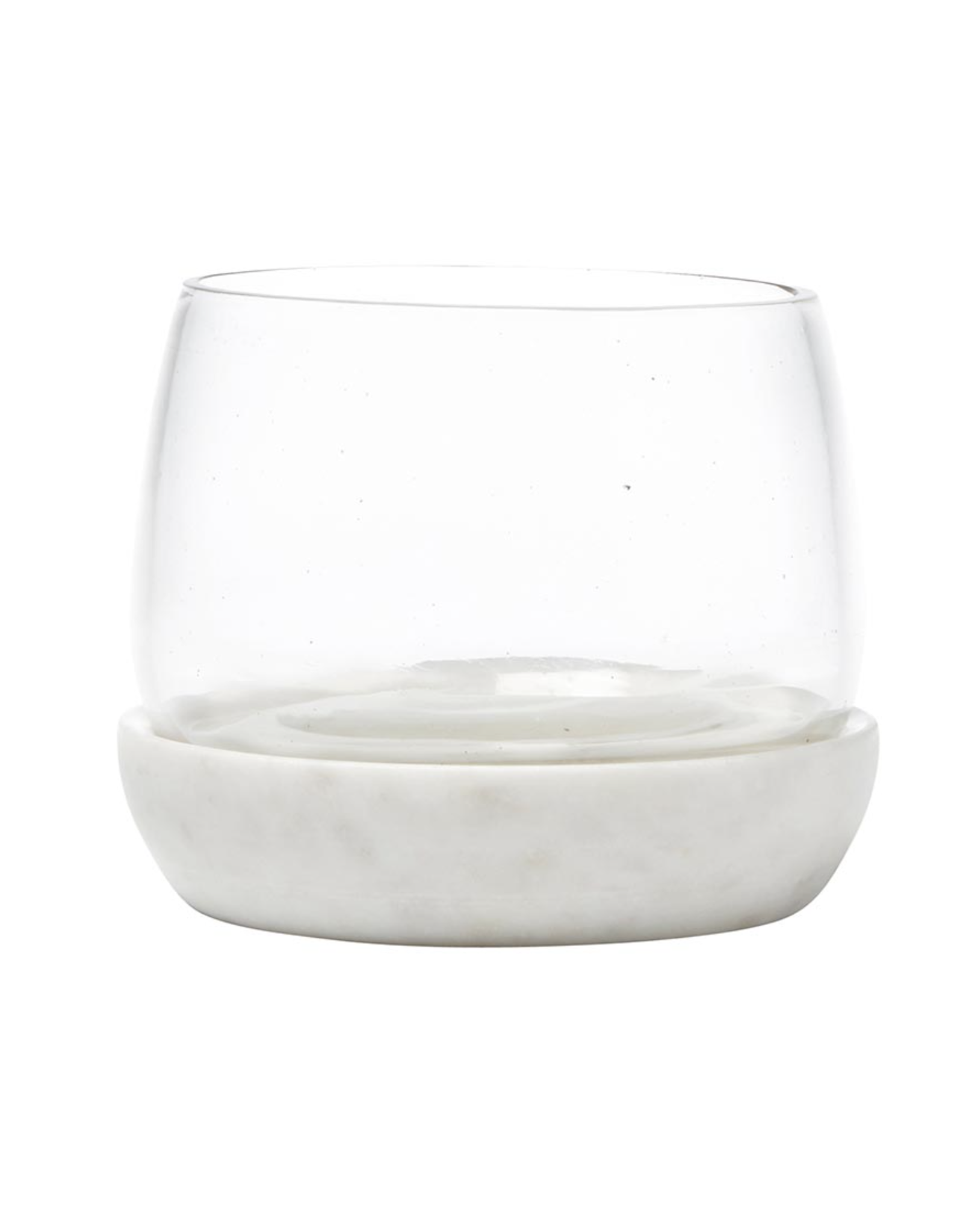 Small White Marble Plinth with Glass Bowl