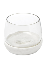 Small White Marble Plinth with Glass Bowl
