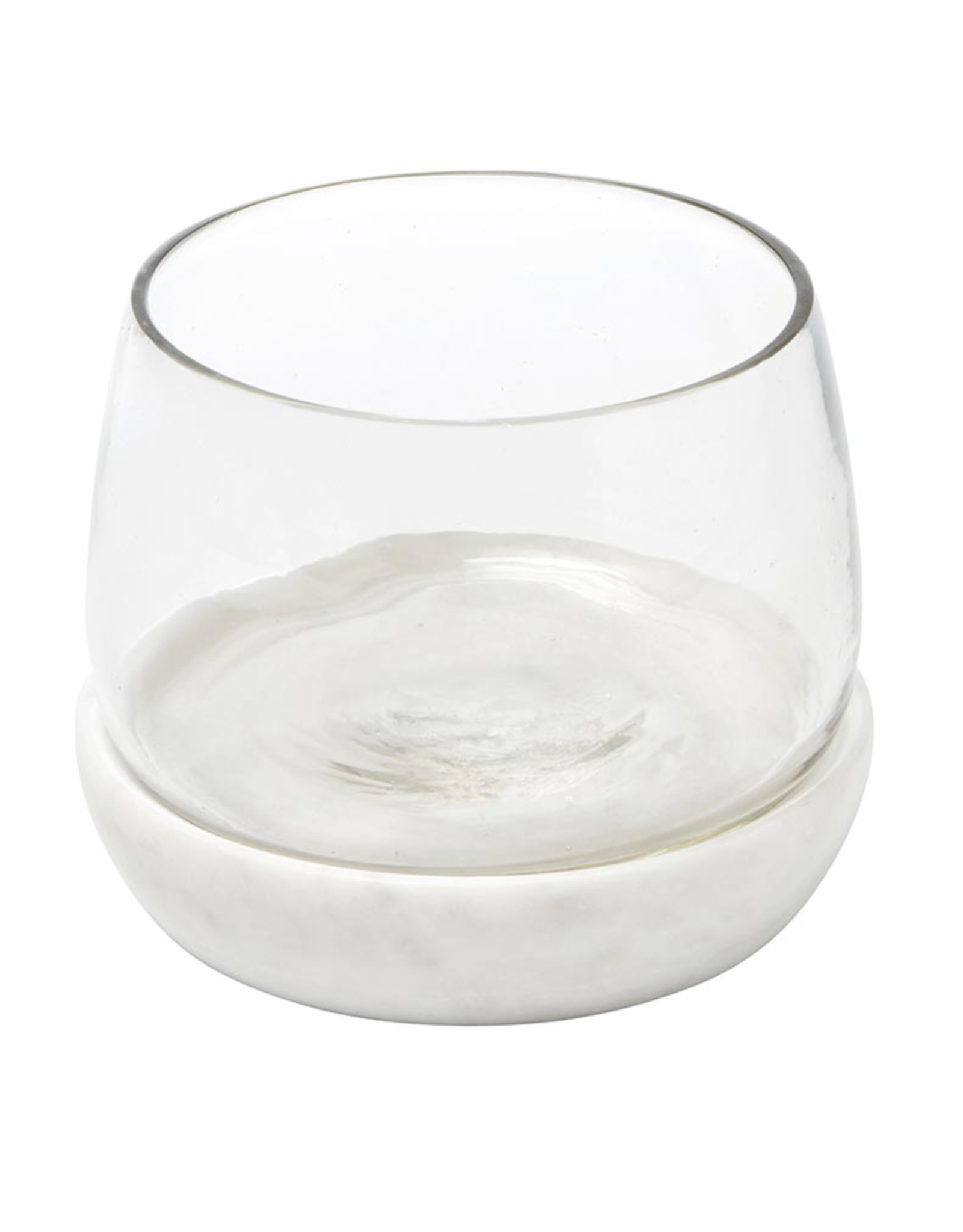 Small White Marble Plinth with Glass Bowl