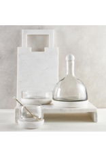 Small White Marble Plinth with Glass Bowl