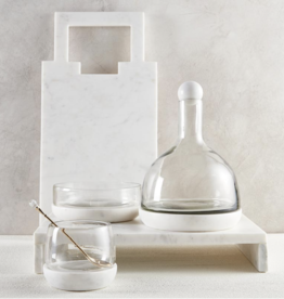 Small White Marble Plinth with Glass Bowl