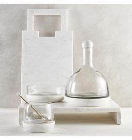 Small White Marble Plinth with Glass Bowl