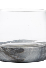 Small Grey Marble Plinth with Glass Bowl
