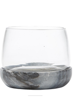 Small Grey Marble Plinth with Glass Bowl