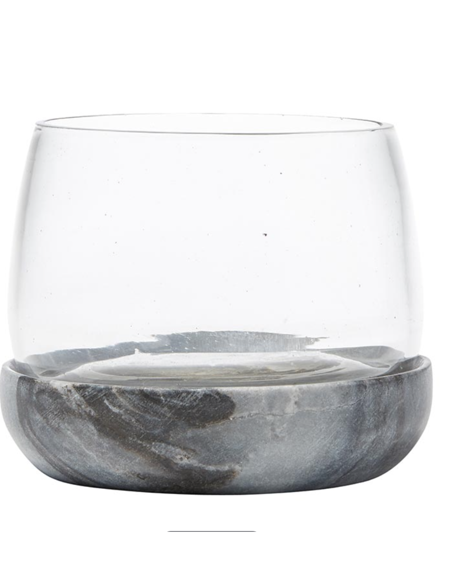 Small Grey Marble Plinth with Glass Bowl