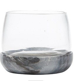 Small Grey Marble Plinth with Glass Bowl