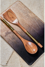 Acacia Kitchen Utensils with Brass Handles