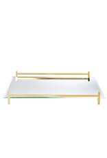 Mirror Oblong Tray With Gold Handles