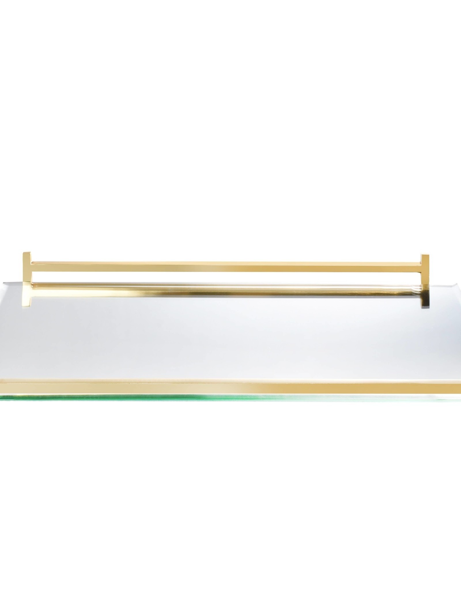 Mirror Oblong Tray With Gold Handles