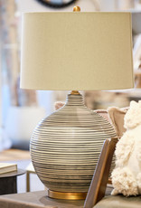 Ceramic Textured Table Lamp w/ Natural Linen Shade