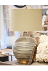 Ceramic Textured Table Lamp w/ Natural Linen Shade