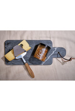 Marble Cheese/Cutting Board w/ Handle & Leather Tie, Black