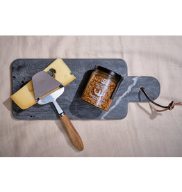 Marble Cheese/Cutting Board w/ Handle & Leather Tie, Black