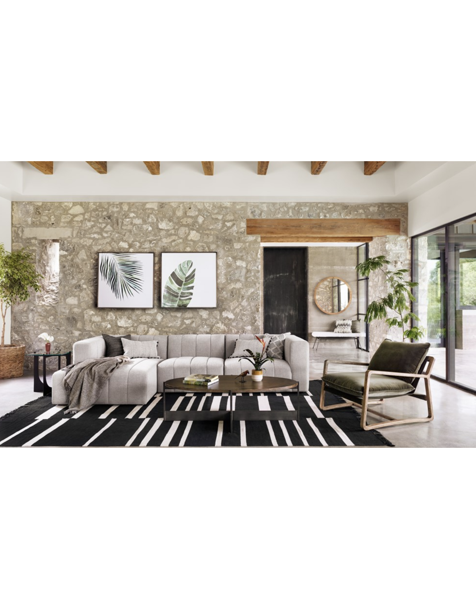 Langham 4 Piece Sectional, LAF in Nappa Sandstone