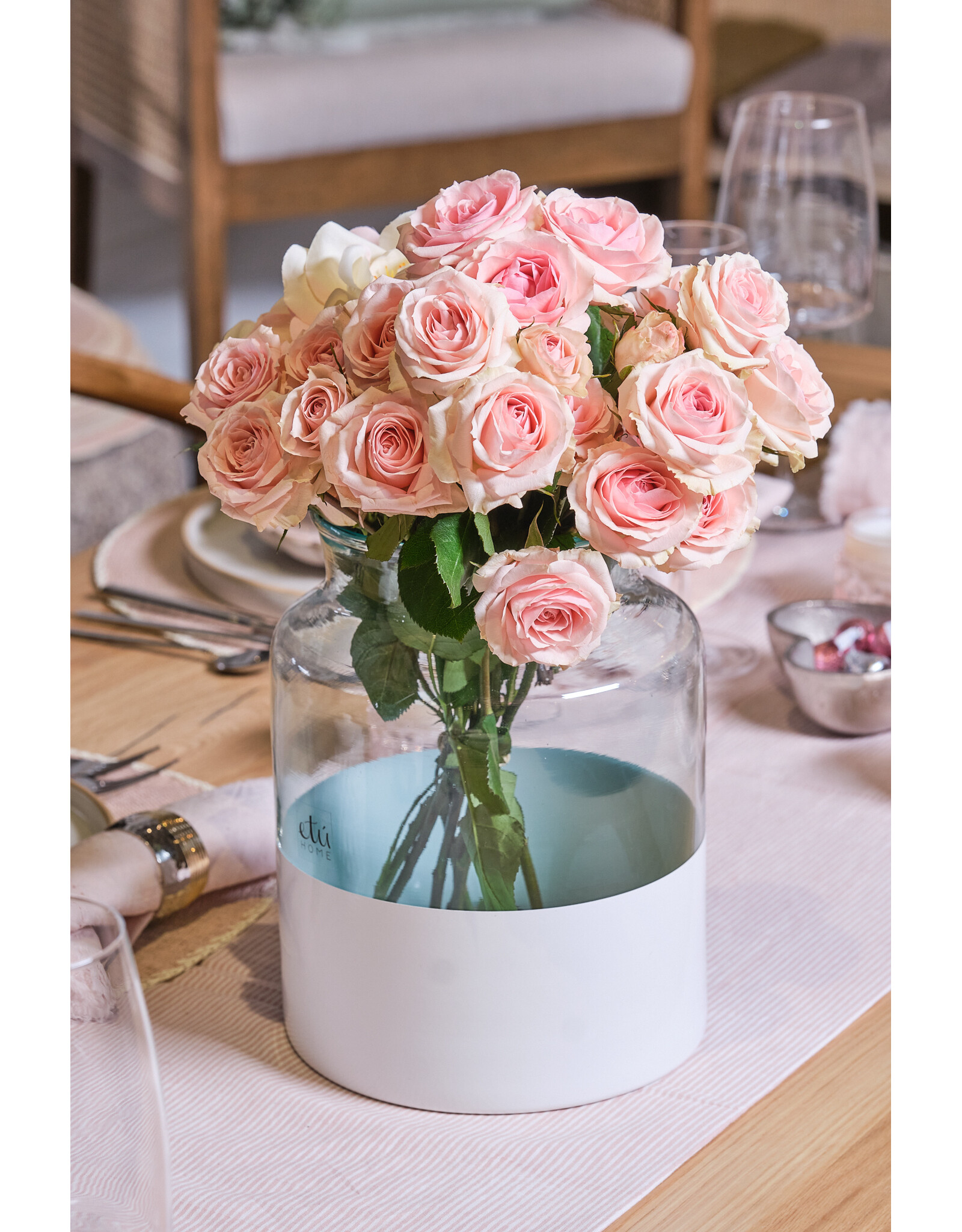 White Colourblock Mason Jar Vase, Small