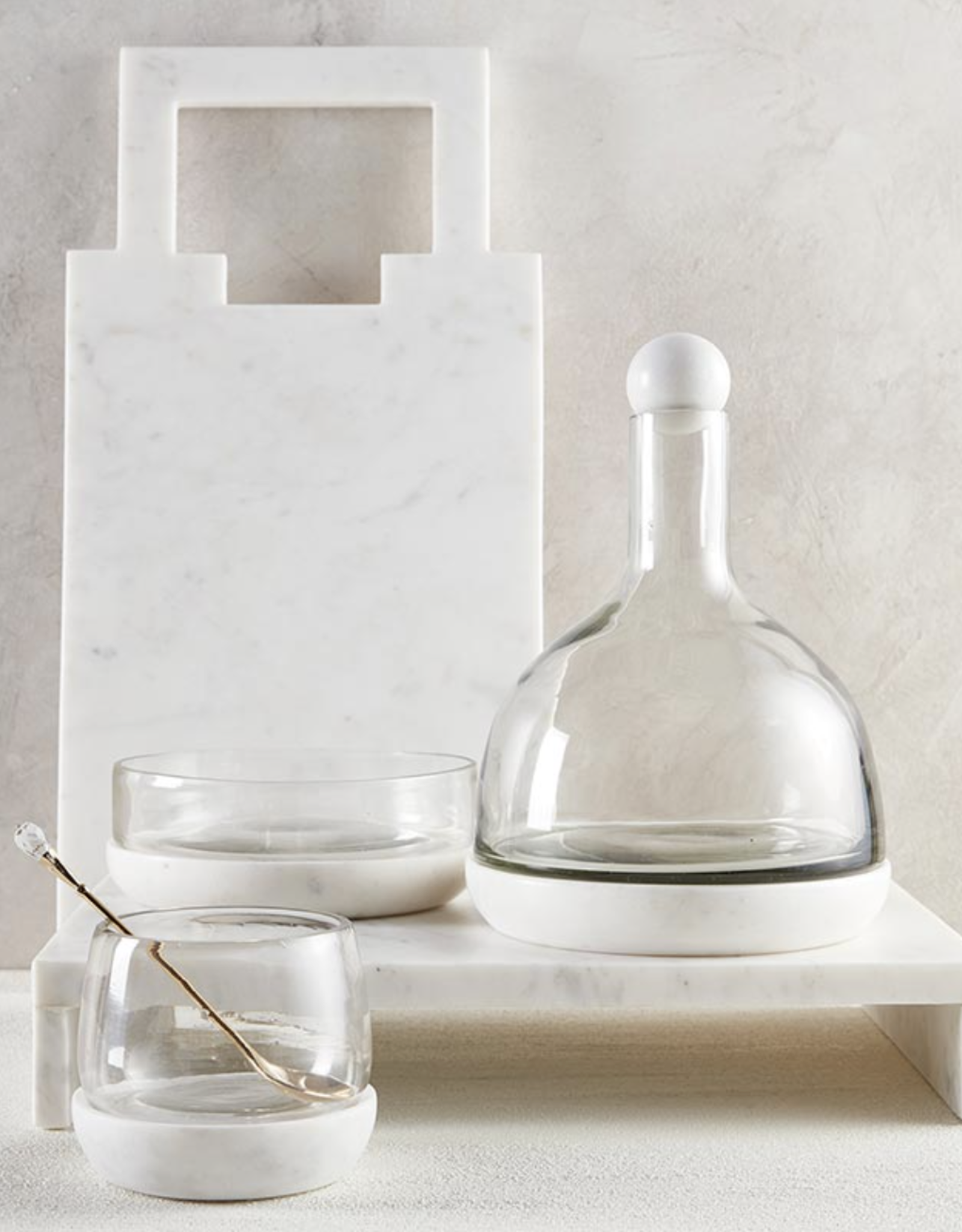 White  Marble and Glass Carafe