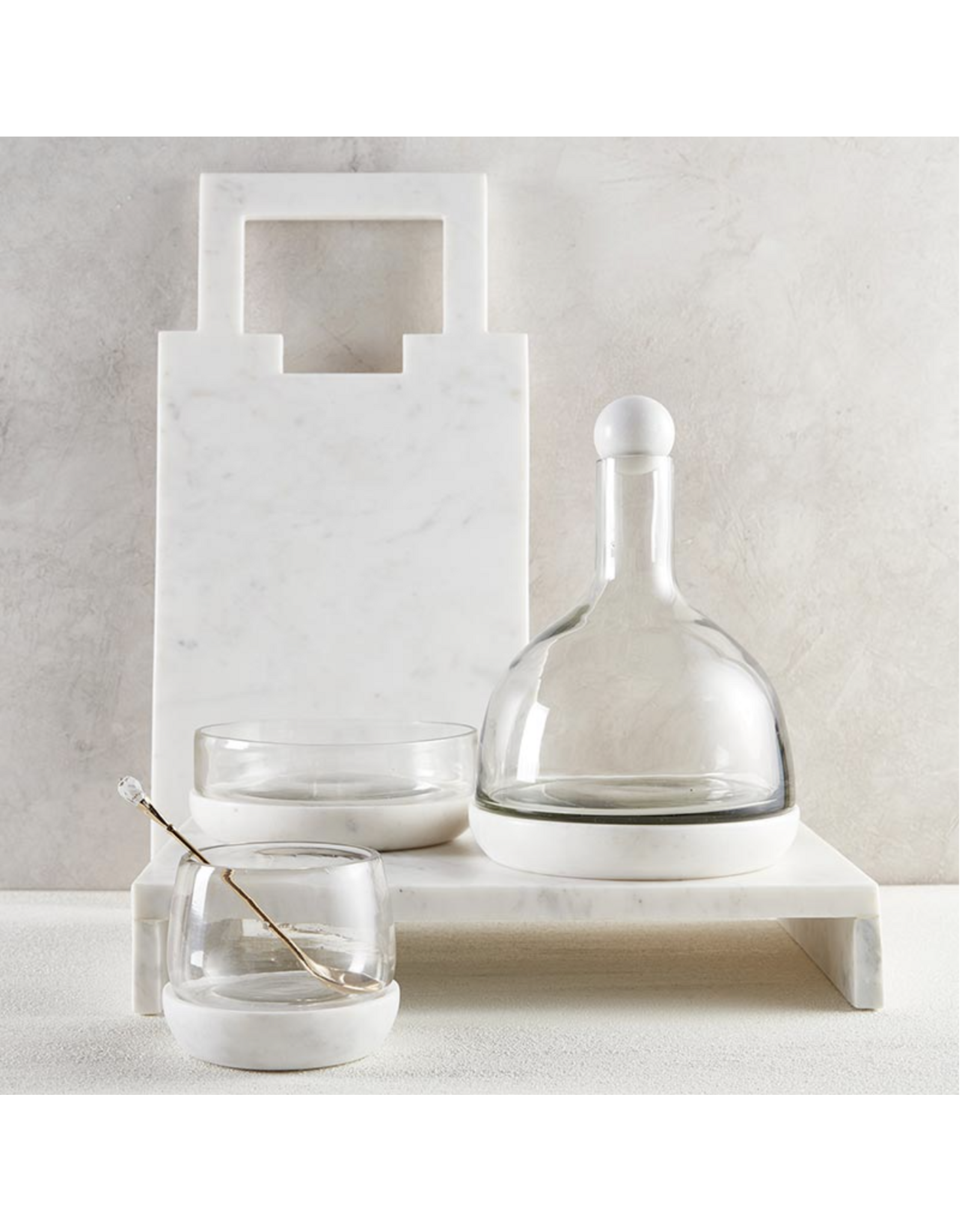 White  Marble and Glass Carafe