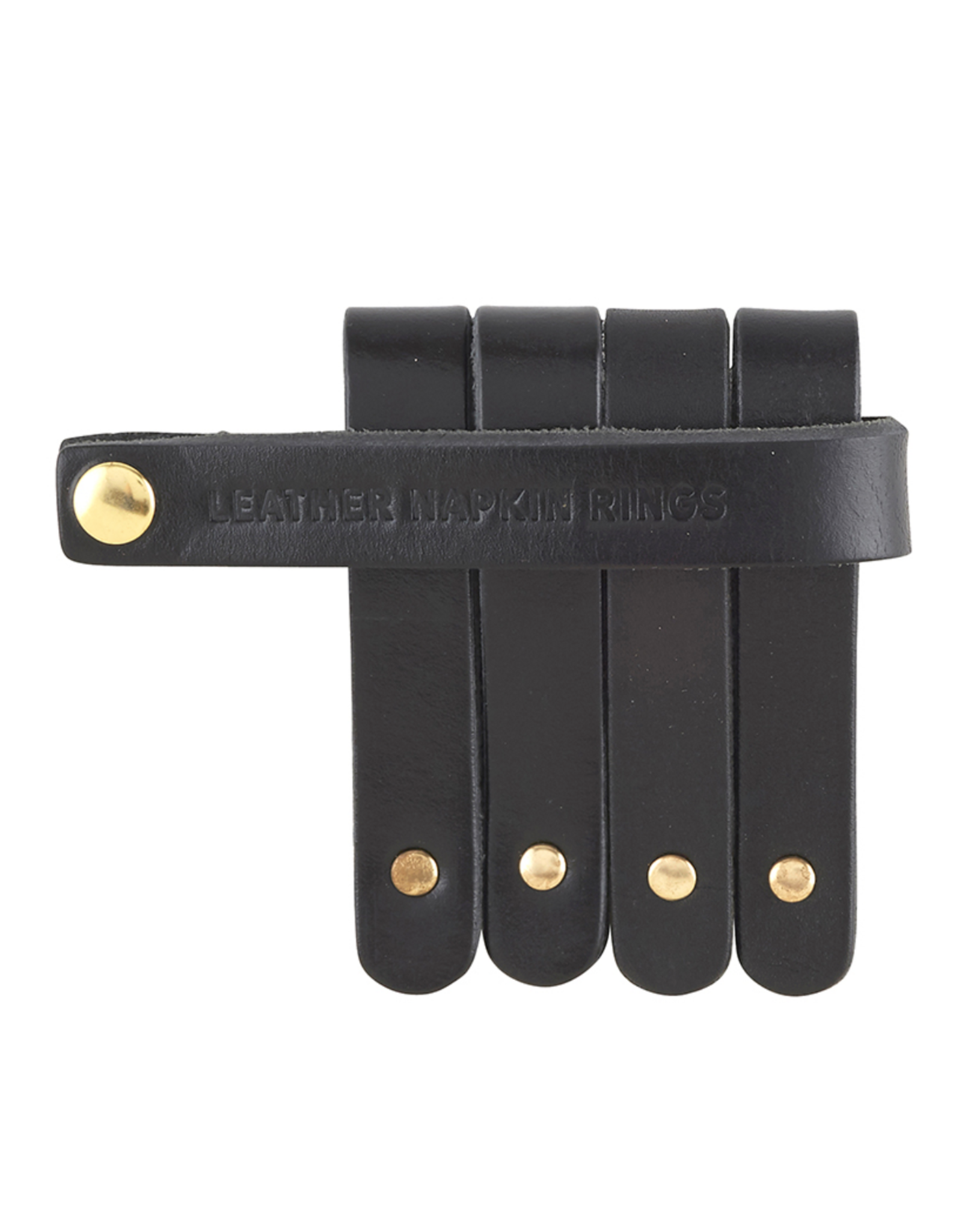 Black Leather Napkin Ring - S/4