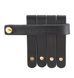 Black Leather Napkin Ring - S/4