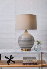 Ceramic Textured Table Lamp w/ Natural Linen Shade