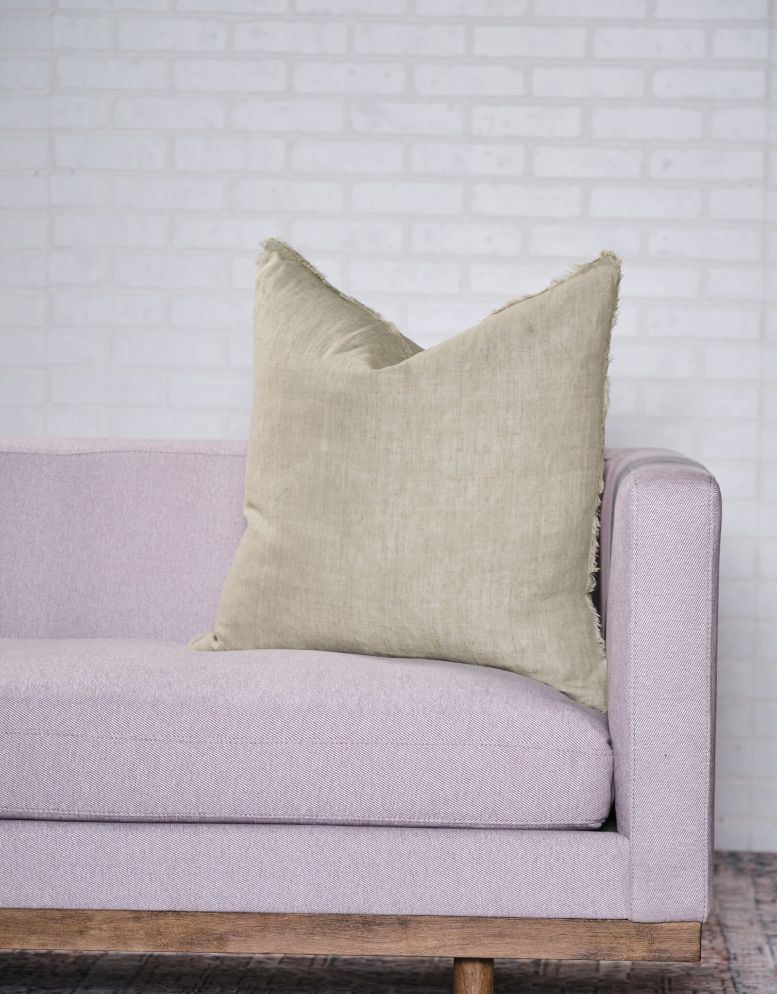 Lina Linen Pillow, Olive 24x24