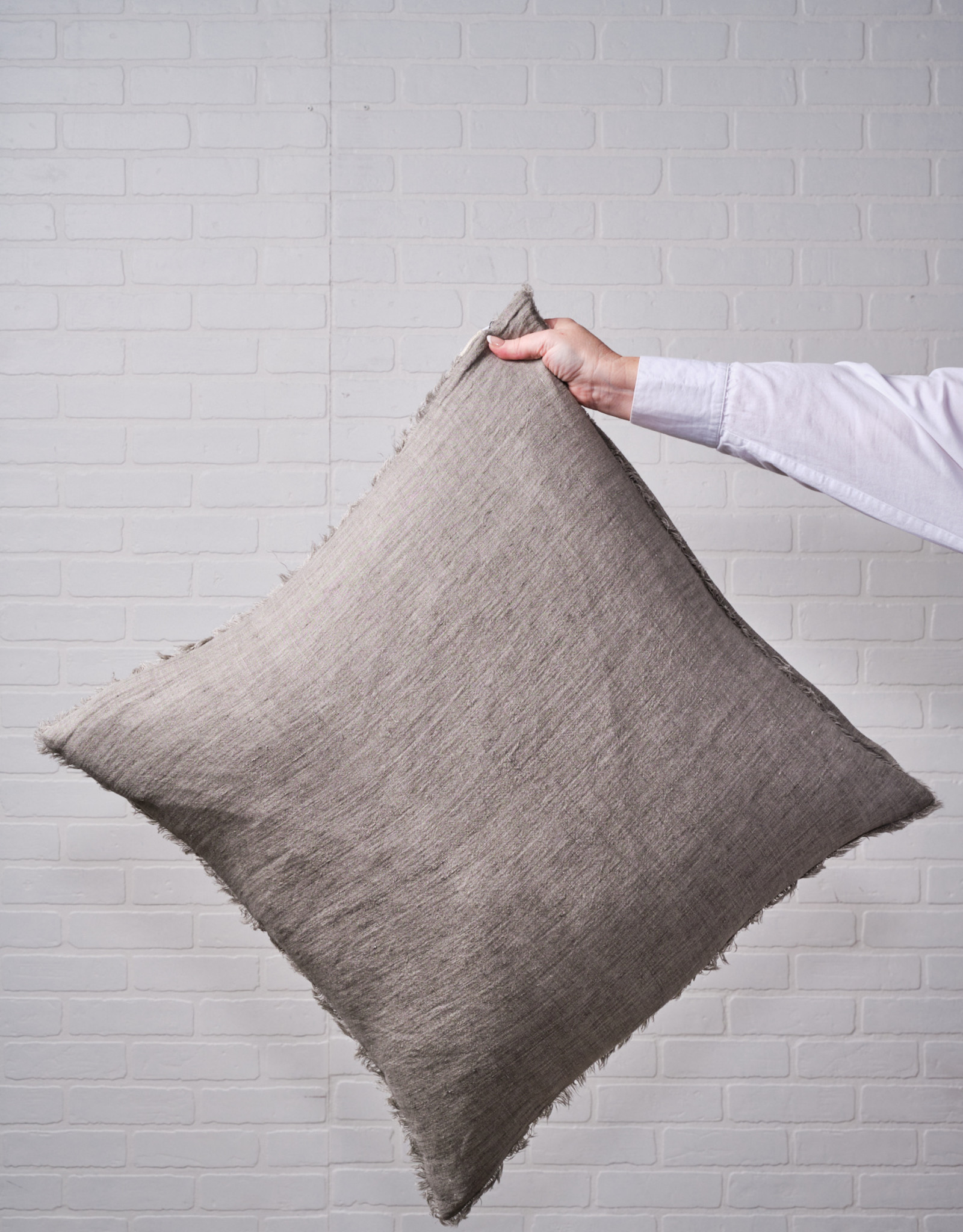 Lina Linen Pillow, Warm Grey 24x24