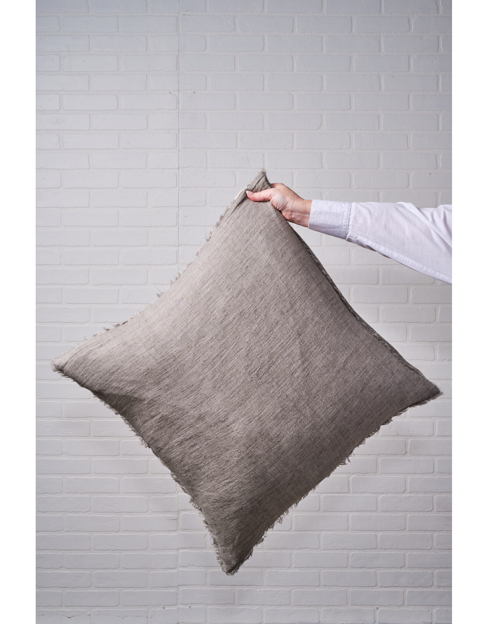 Lina Linen Pillow, Warm Grey 24x24