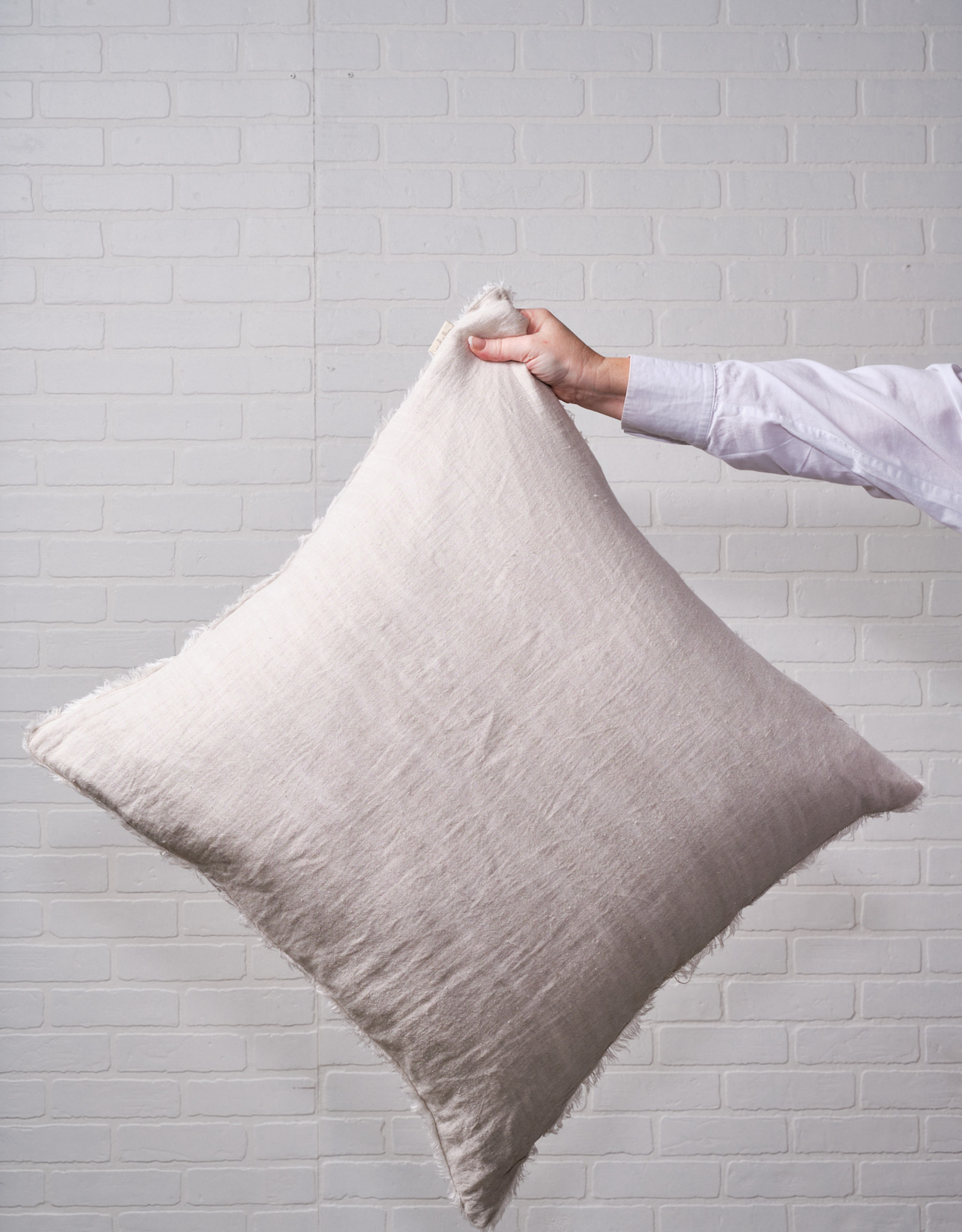 Lina Linen Pillow, Grey Stripe 24x24