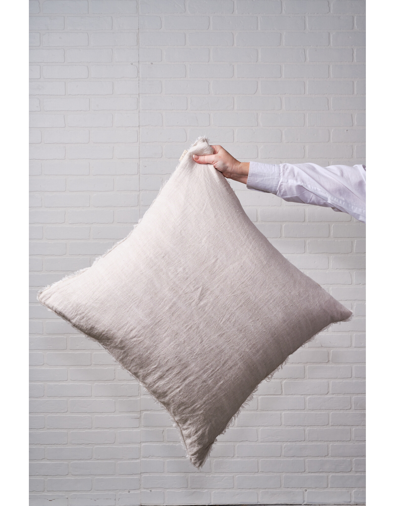 Lina Linen Pillow, Grey Stripe 24x24