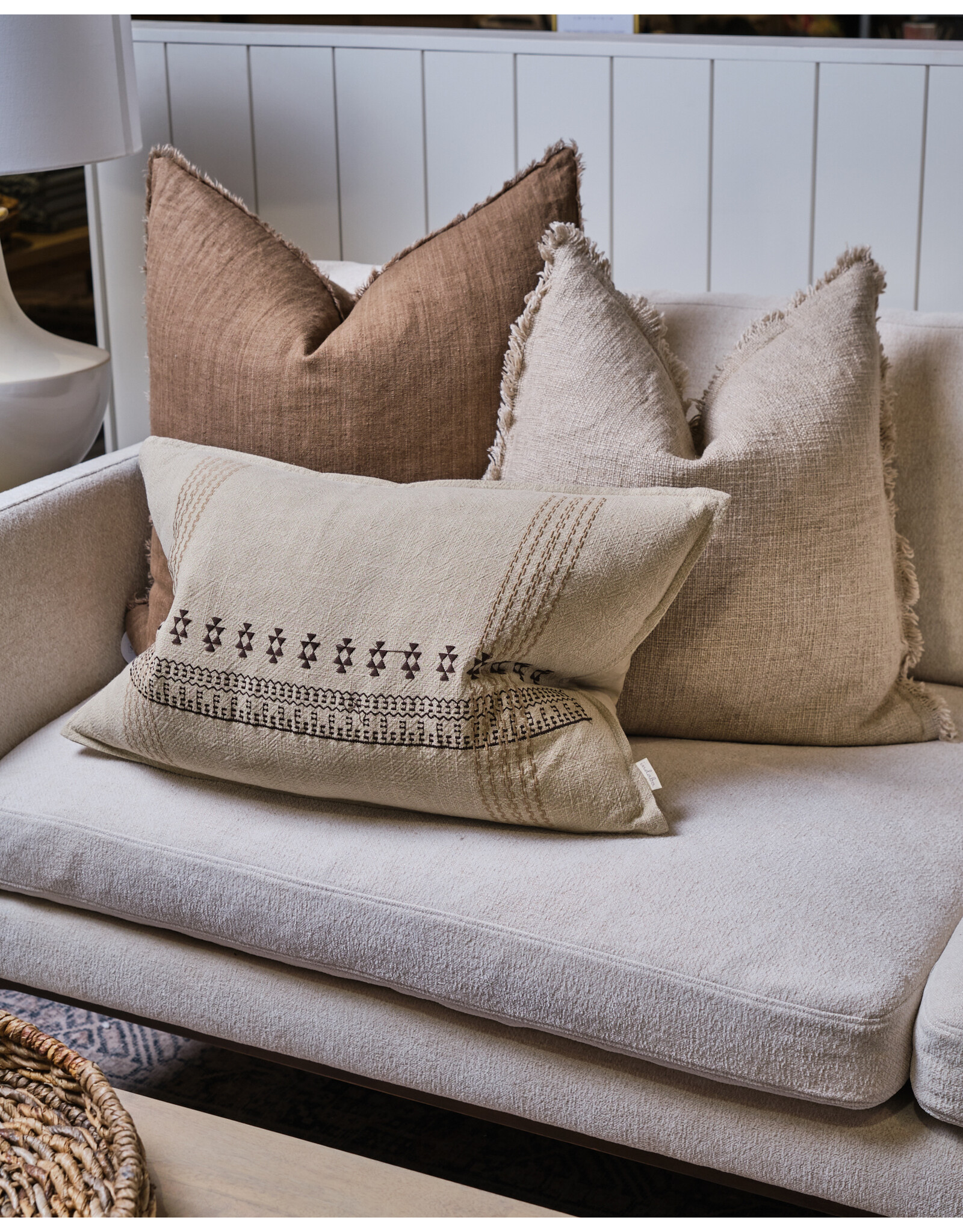Lina Linen Pillow, Hazelnut 24x24