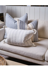 Lina Linen Pillow, Navy Stripe 24x24